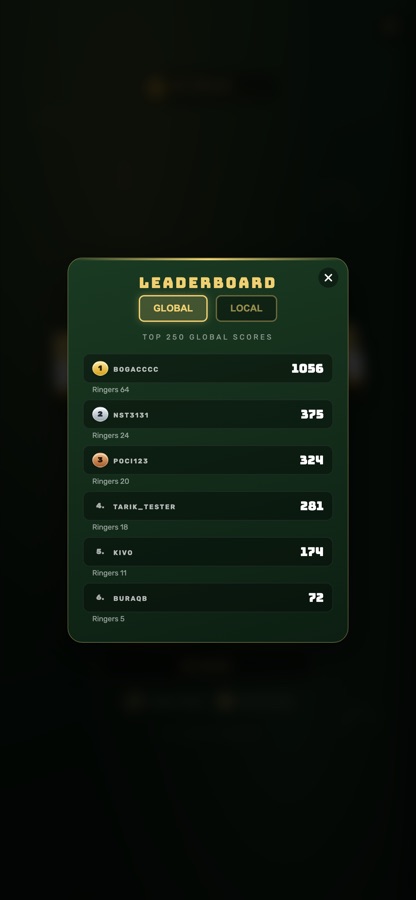 In-game global leaderboard